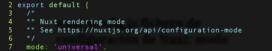 nuxt.config.js fichero de configuración de Nuxt: mode